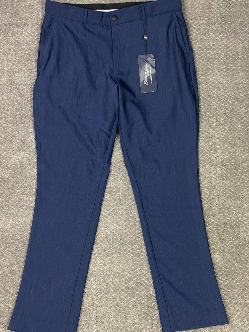 State and Liberty Athletic Fit Stretch Suit Pants Mens 38 Fit 39x32 Blue Dress